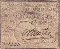 Frankreich 5 Sous - Bouches-du-Rh�ne - Arles - 1792 - VF