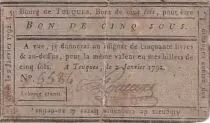Frankreich 5 Sous - Calvados - Bourg de Touques - 02-01-1792