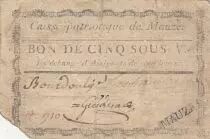 Frankreich 5 sous - Deux-S&egrave;vres - Patriotic fund of Mauz&eacute;  - Not founded