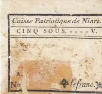 Frankreich 5 sous - Deux-S&egrave;vres - Patriotic fund of Niort