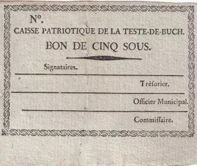 Frankreich 5 Sous - Gironde - Caisse Patriotique de Teste-de-Buch - 1792