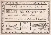 Frankreich 5 Sous - Lot et Garonne - Agen - 1792