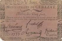 Frankreich 5 sous - Puy de d&ocirc;me - Municipality of Cebazat - 1792