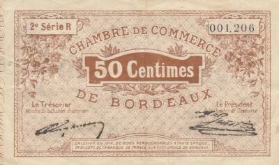 Frankreich 50 centimes - Chamber of Commerce - Bordeaux - 1914