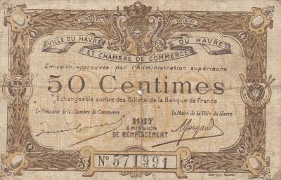 Frankreich 50 centimes - Chamber of Commerce - Le Havre - 1917