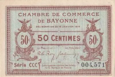 Frankreich 50 Centimes - Chambre de Commerce - Bayonne - S�rie CCC - 16-01-1915