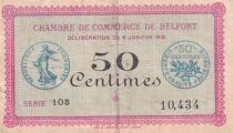 Frankreich 50 Centimes - Chambre de Commerce - Belfort - S&eacute;rie 105 - 06-01-1916