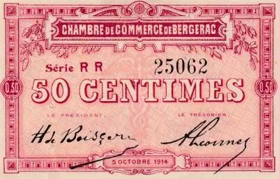 Frankreich 50 Centimes - Chambre de Commerce - Bergerac - 05-10-1914 - S�rie RR 25062