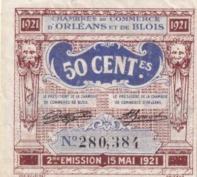 Frankreich 50 Centimes - Chambre de Commerce - Orl�ans - Blois - 15-05-1921 - 2�me �mission