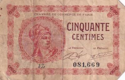 Frankreich 50 Centimes - Chambre de commerce - Paris - 1920 - S�rie J.5