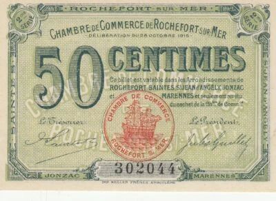 Frankreich 50 Centimes - Chambre de Commerce - Rochefort sur Mer - 2�me s�rie - 28-10-1915