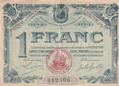 Frankreich 50 Centimes - Chambre de Commerce - Rochefort sur Mer - 3�me s�rie -28-10-1915