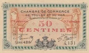 Frankreich 50 centimes - Chambre de commerce de Toulon et du Var - 1915