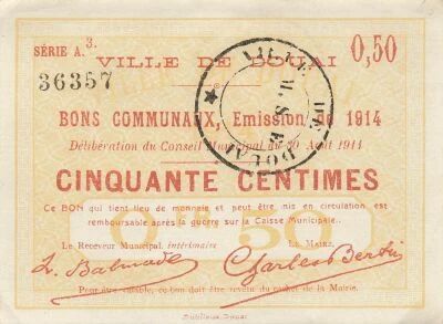 Frankreich 50 Centimes - City of Douai - 30-08-1914 - Serial A3