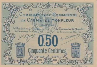 Frankreich 50 centimes - Honfleur and Caen Chamber of Commerce - 1915 - Serial 0.02