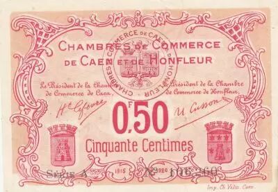 Frankreich 50 centimes - Honfleur and Caen Chamber of Commerce - 1915 - Serial A