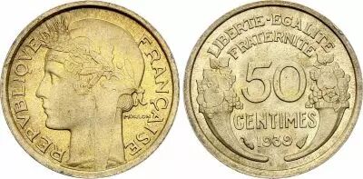 Frankreich 50 Centimes - Morlon - 1939
