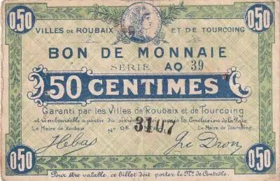 Frankreich 50 Centimes - Ville - Roubaix-Tourcoing - S�rie AQ39