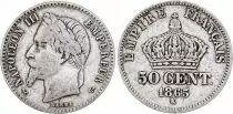 Frankreich 50 Centimes Francs Napoleon III 1865 K Bordeaux - Silver