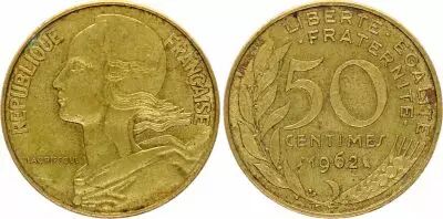 Frankreich 50 Centimes Lagriffoul - Marianne - 1962