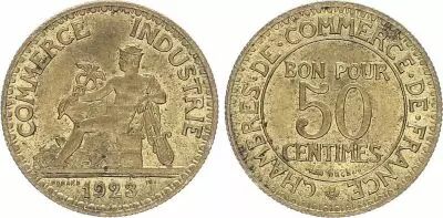 Frankreich 50 Centimes Mercury seated - 1923