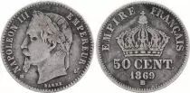 Frankreich 50 Centimes Napoleon III - Laureate head 1869BB Strasbourg