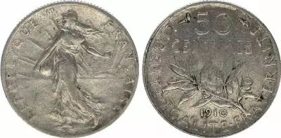 Frankreich 50 Centimes Semeuse - 1910