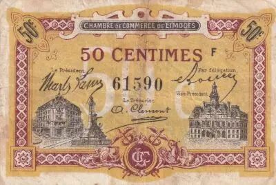 Frankreich 50 Cents - Chamber of Commerce -  Limoges - 1918 - S�rie F