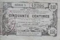 Frankreich 50 Cents - Laon - Regional Coupon - 16-06-1916 - Serial 5