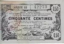 Frankreich 50 Cents - Laon - Regional Coupon - 16-06-1916 - Serial 52