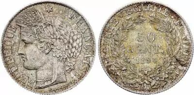 Frankreich 50 Cents Ceres - Third Republic - 1894 A  Paris - Silver