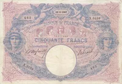 Frankreich 50 F Blue and pink