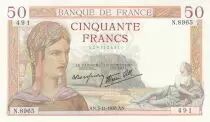 Frankreich 50 Francs - Ceres - 03-11-1938 - Serial N.8965