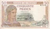 Frankreich 50 Francs - C�r�s - 04-04-1940 - Serial W.13142 - VF to XF - P.85