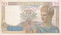 Frankreich 50 Francs - C&eacute;r&egrave;s - 04-04-1940 - Serial W.13142 - VF to XF - P.85