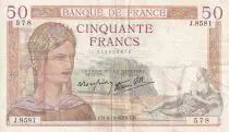 Frankreich 50 Francs - C�r�s - 06-10-1938 - Serial J.8581 - VF - P.85