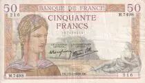 Frankreich 50 Francs - Ceres - 13-01-1938 - Serial M.7498 - P.85