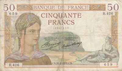 Frankreich 50 Francs - Ceres - 21-02-1935 - Series R.426