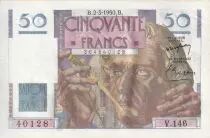 Frankreich 50 Francs - Le Verrier - 02-03-1950 - Serial V.146 - P.127
