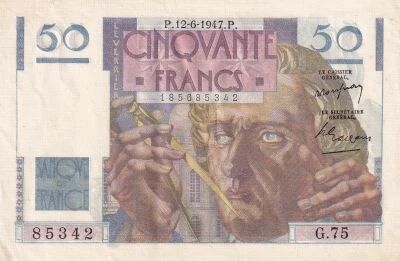 Frankreich 50 Francs - Le Verrier - 12-06-1947 - Serial G.75