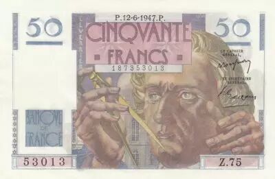 Frankreich 50 Francs - Le Verrier - 12-06-1947 - Serial Z.75