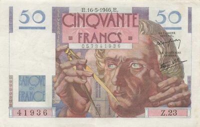 Frankreich 50 Francs - Le Verrier - 16-05-1946 - Serial Z.23