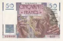 Frankreich 50 Francs - Le Verrier - 20-03-1947 - Serial Q.55 - P.127