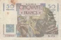 Frankreich 50 Francs - Le Verrier 07-06-1951 - Serial N.179