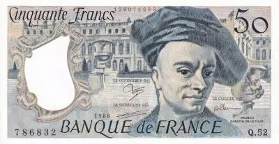 Frankreich 50 Francs - Quentin de la Tour - 1988 - Serial Q.52 - UNC - P.152d