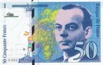 Frankreich 50 Francs - Saint-Exup�ry - 1992 - Letter D - P.157