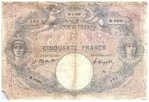 Frankreich 50 Francs Blue and Pink -  26.01.1923 - Serial M.9496 - Fay.14.36