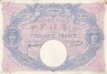 Frankreich 50 Francs Blue and pink - 22-04-1912 Serial Q.4295 - aF