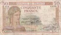 Frankreich 50 Francs Ceres -  16-02-1939 - Serial K.9729 - P.81