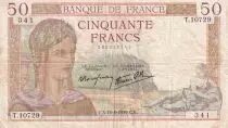 Frankreich 50 Francs Ceres - 10-08-1939 - Serial T.10729